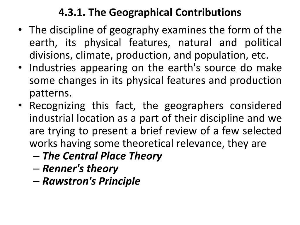 4 3 1 the geographical contributions