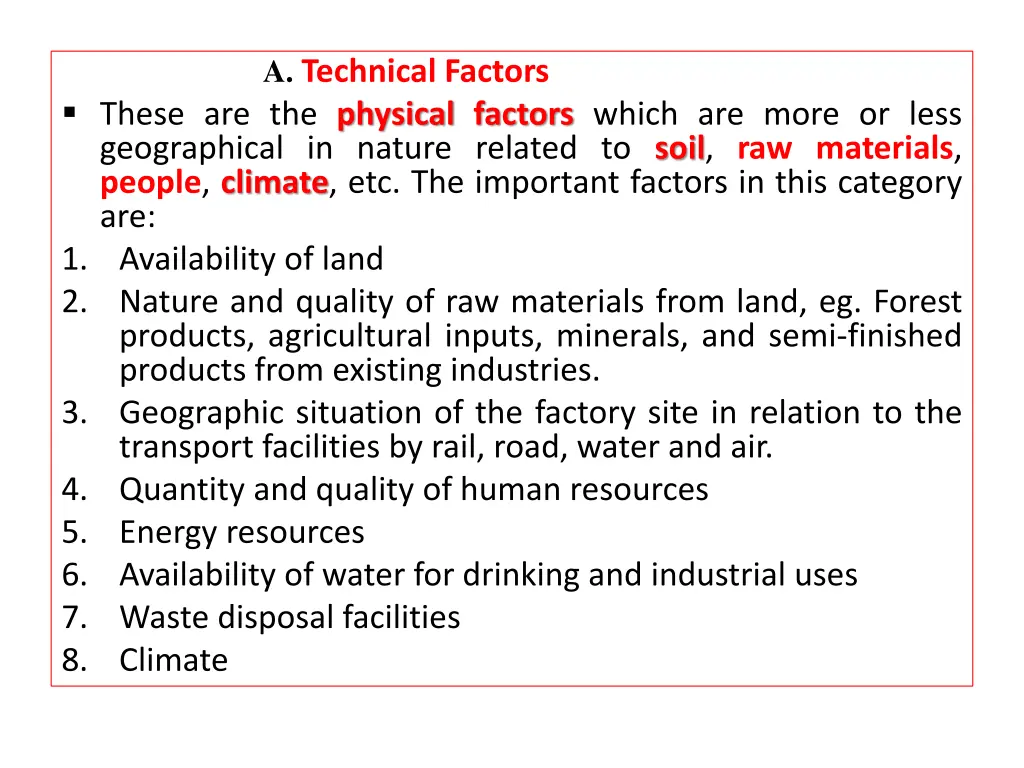 a technical factors