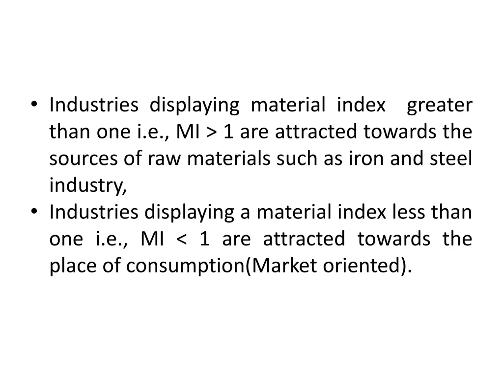 industries displaying material index than