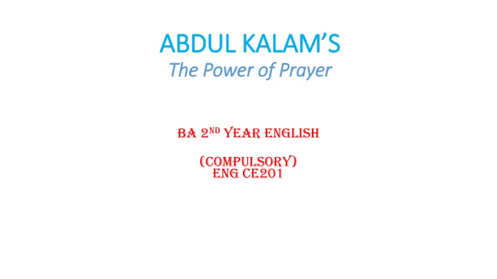 abdul kalam s abdul kalam s the power of prayer