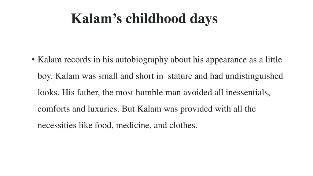 kalam s childhood days