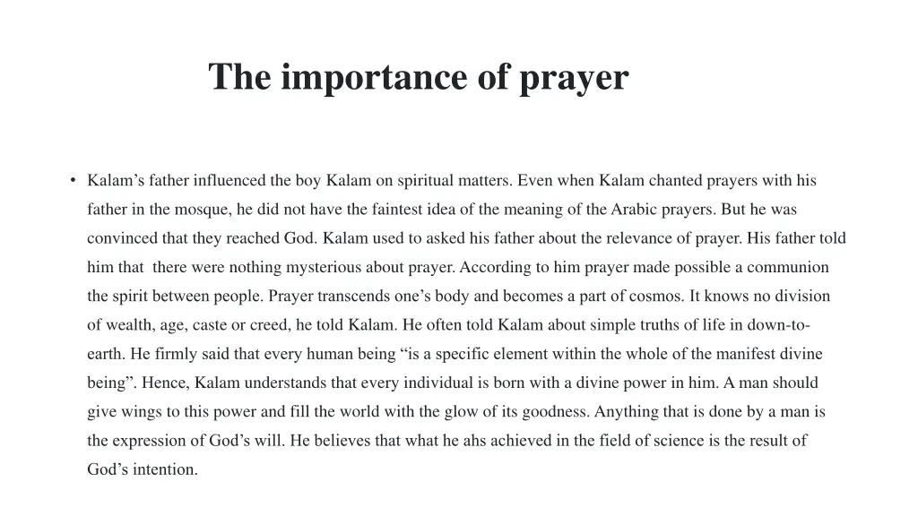 the importance of prayer