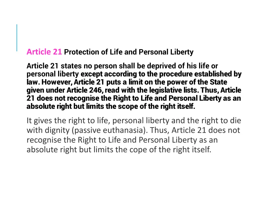 article 21 protection of life and personal liberty