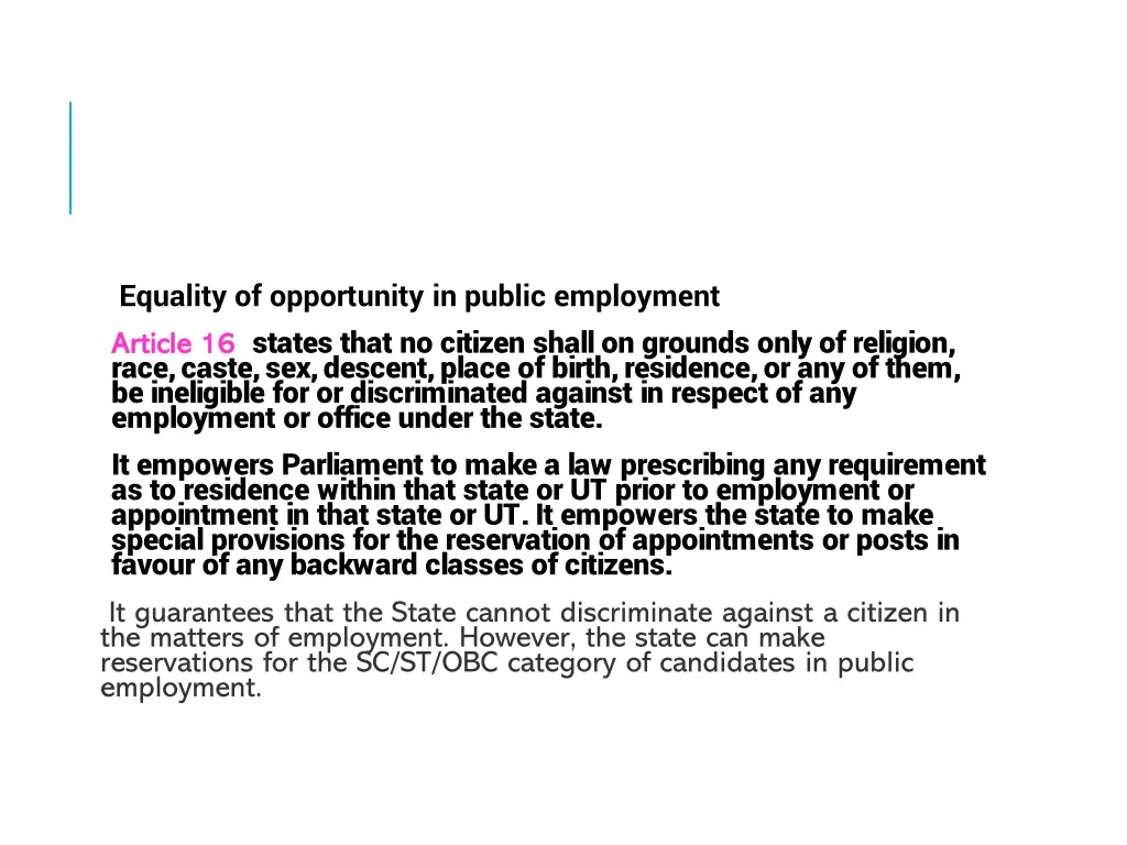 equality of opportunity in public employment