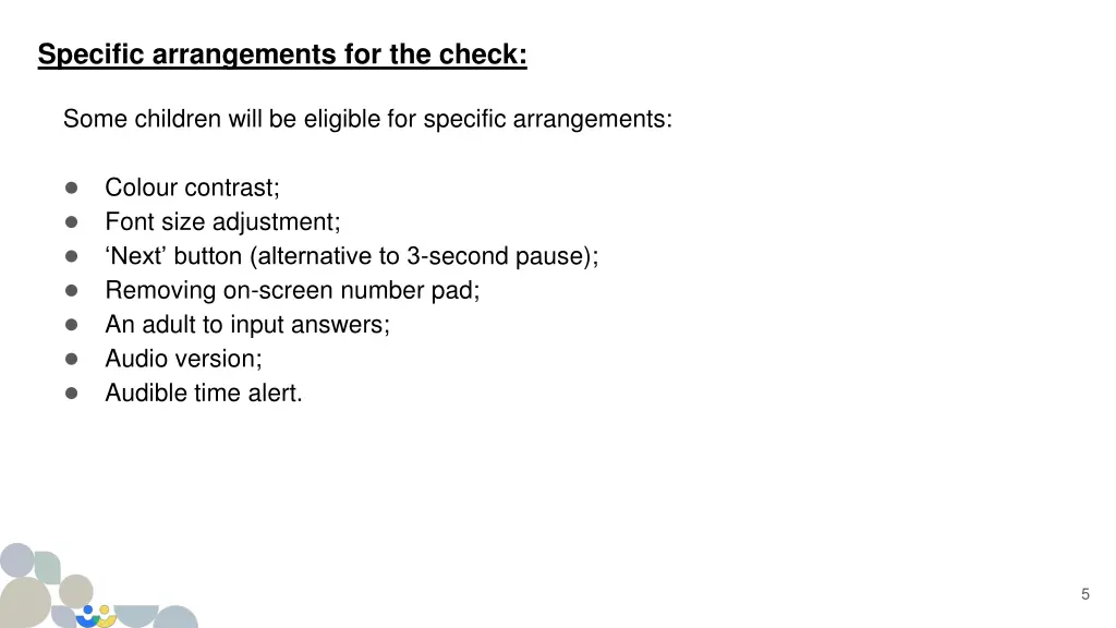 specific arrangements for the check