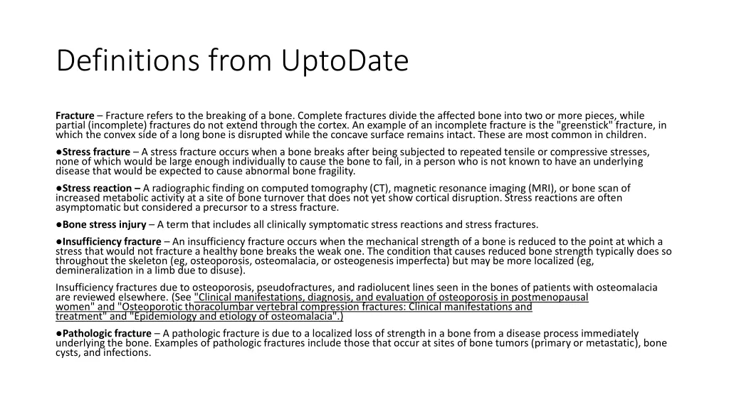 definitions from uptodate