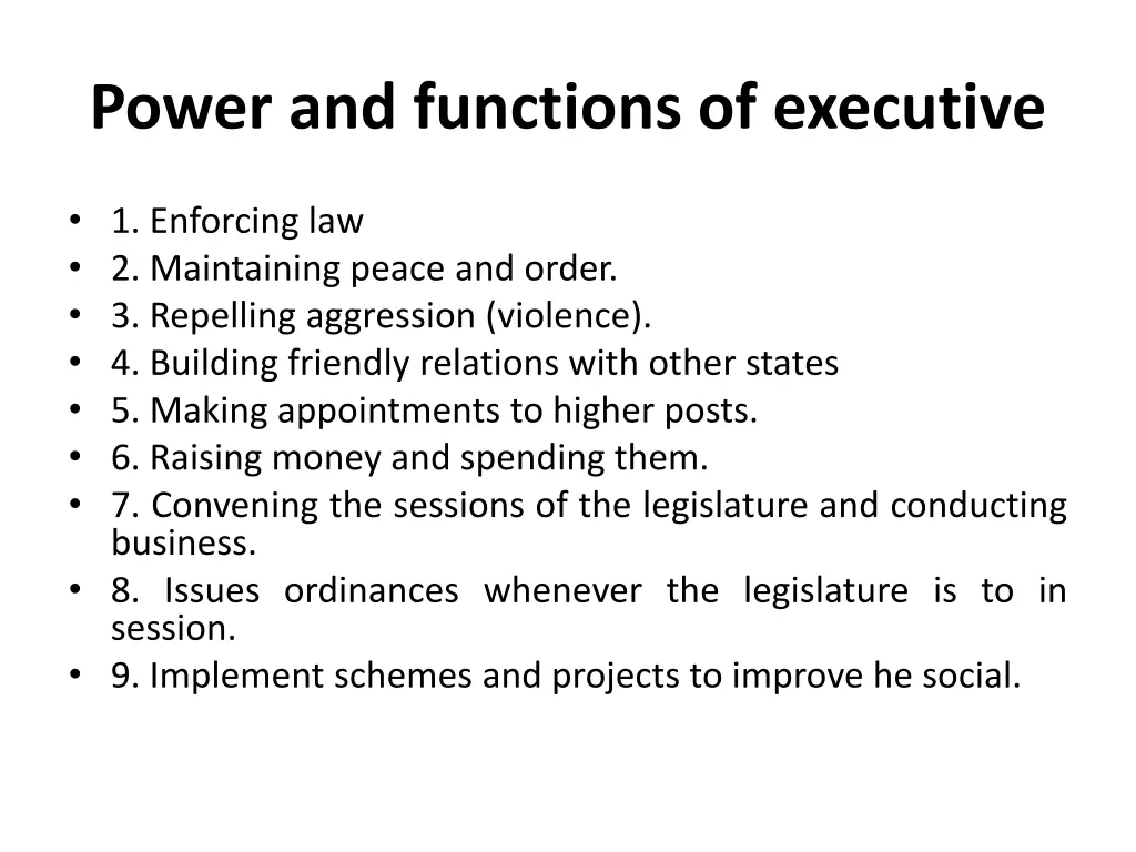 power and functions of executive