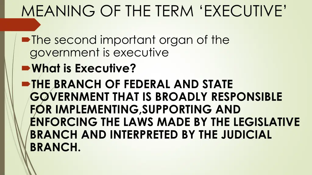 meaning of the term executive