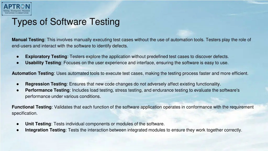 types of software testing