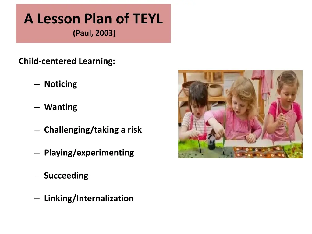 a lesson plan of teyl paul 2003