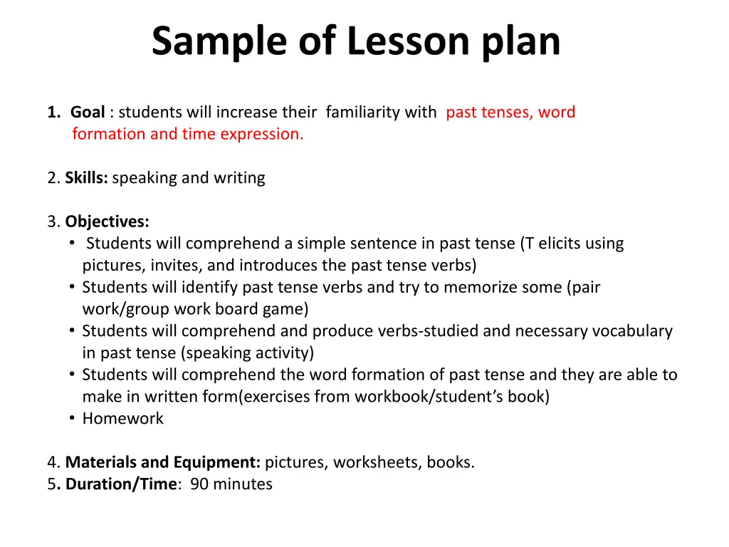 sample of lesson plan