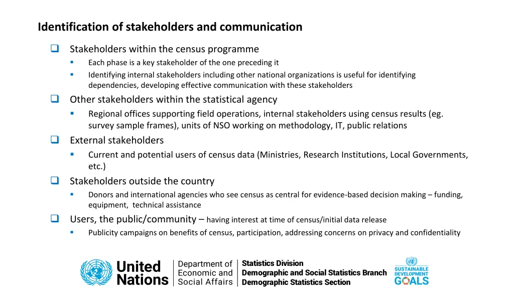 identification of stakeholders and communication