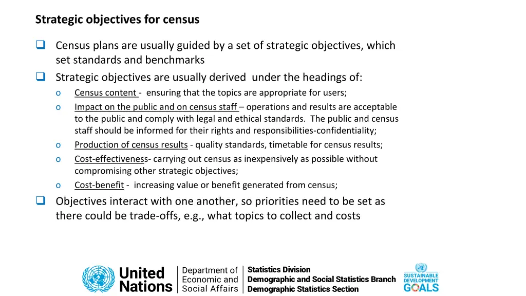 strategic objectives for census