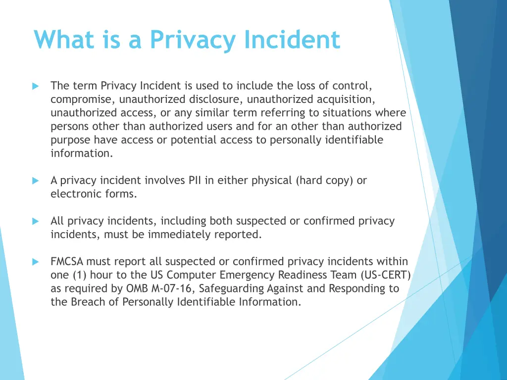 what is a privacy incident