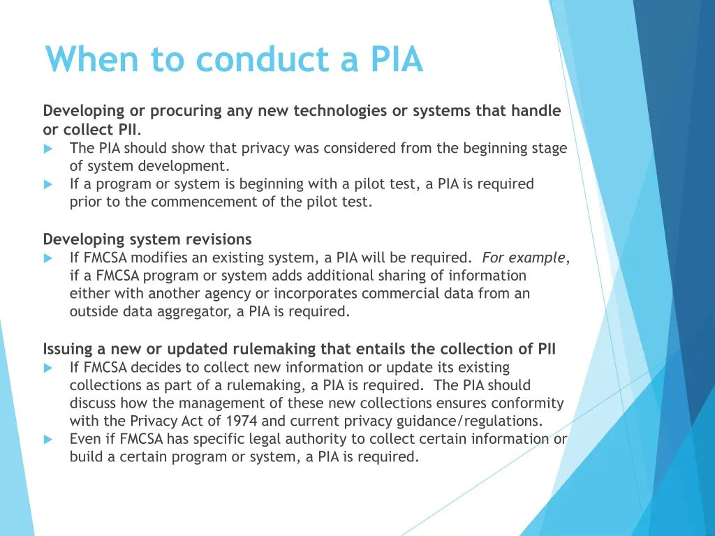 when to conduct a pia