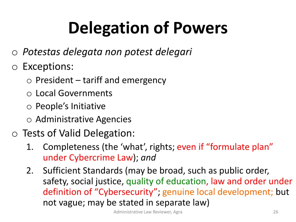 delegation of powers