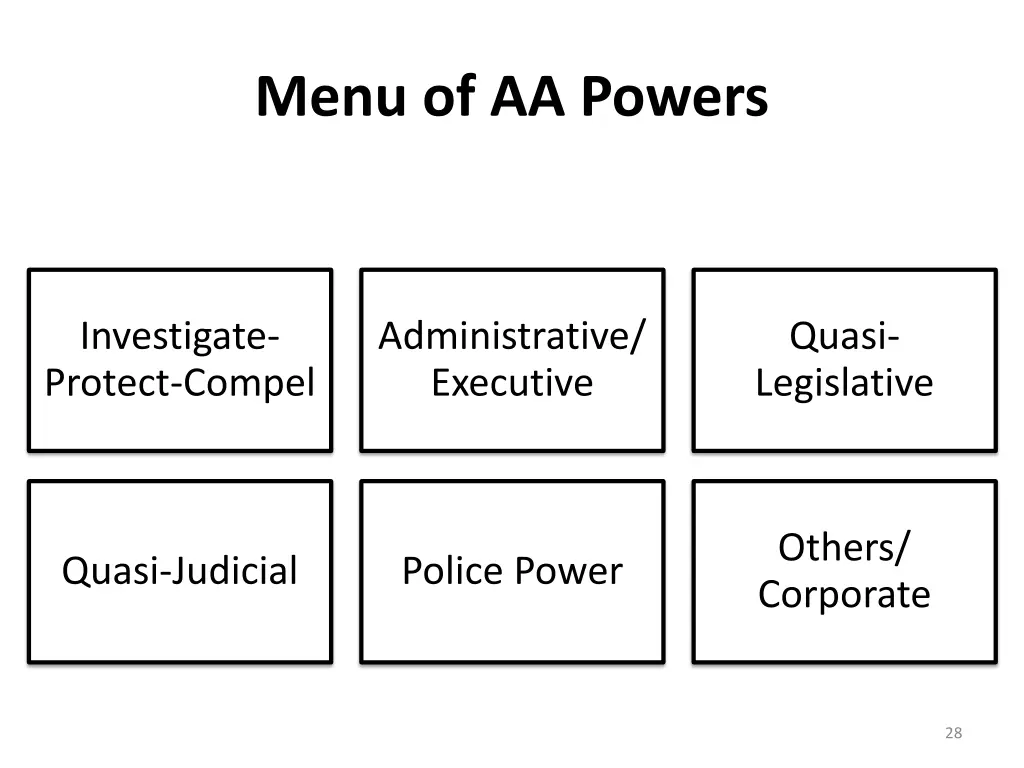 menu of aa powers