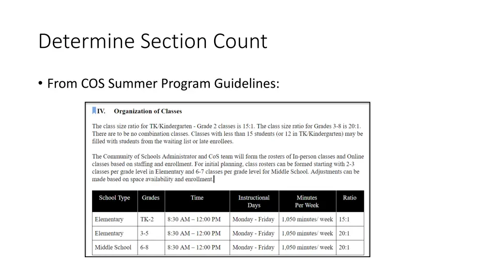 determine section count