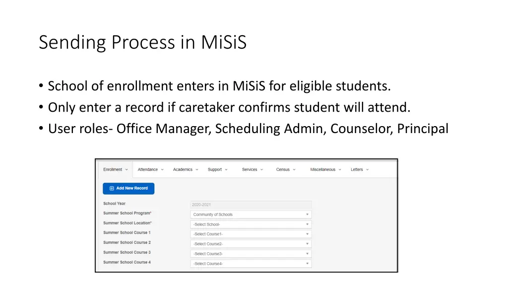 sending process in misis