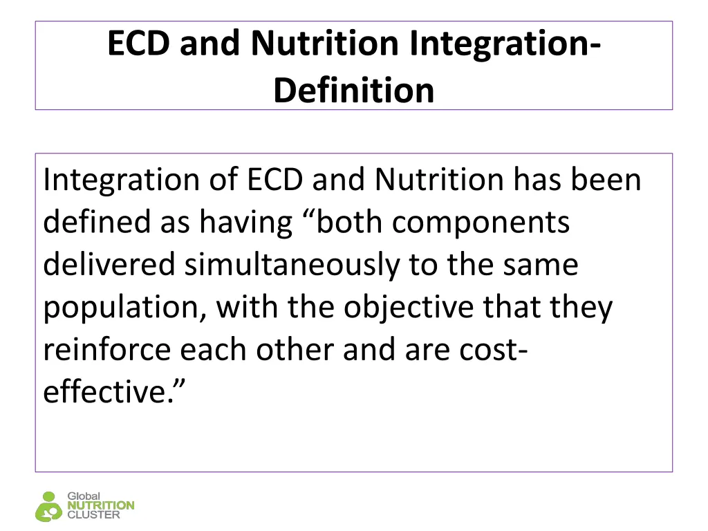 ecd and nutrition integration definition