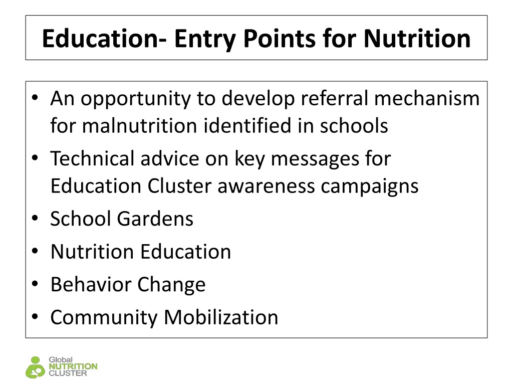 education entry points for nutrition 1