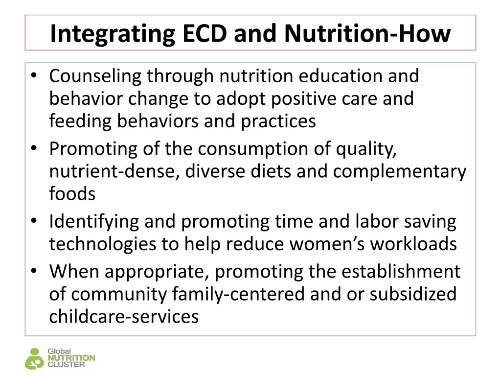 integrating ecd and nutrition how 1