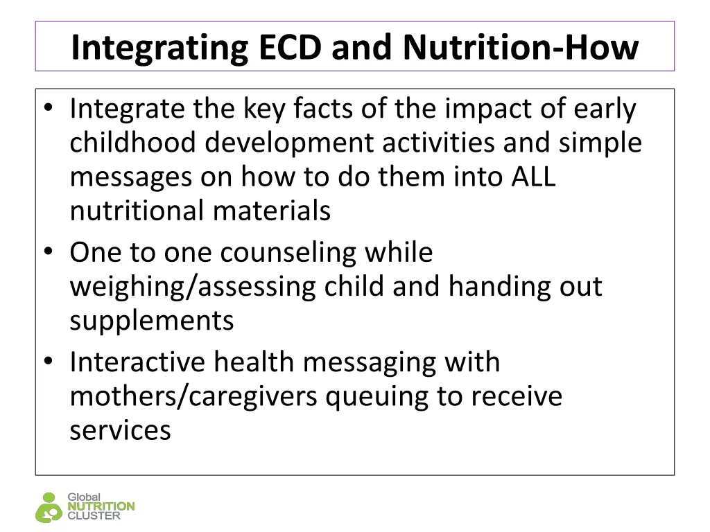 integrating ecd and nutrition how