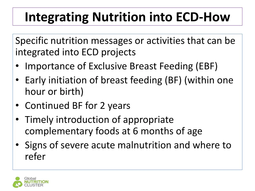 integrating nutrition into ecd how