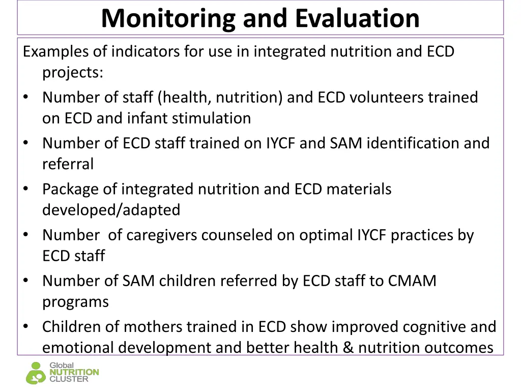 monitoring and evaluation