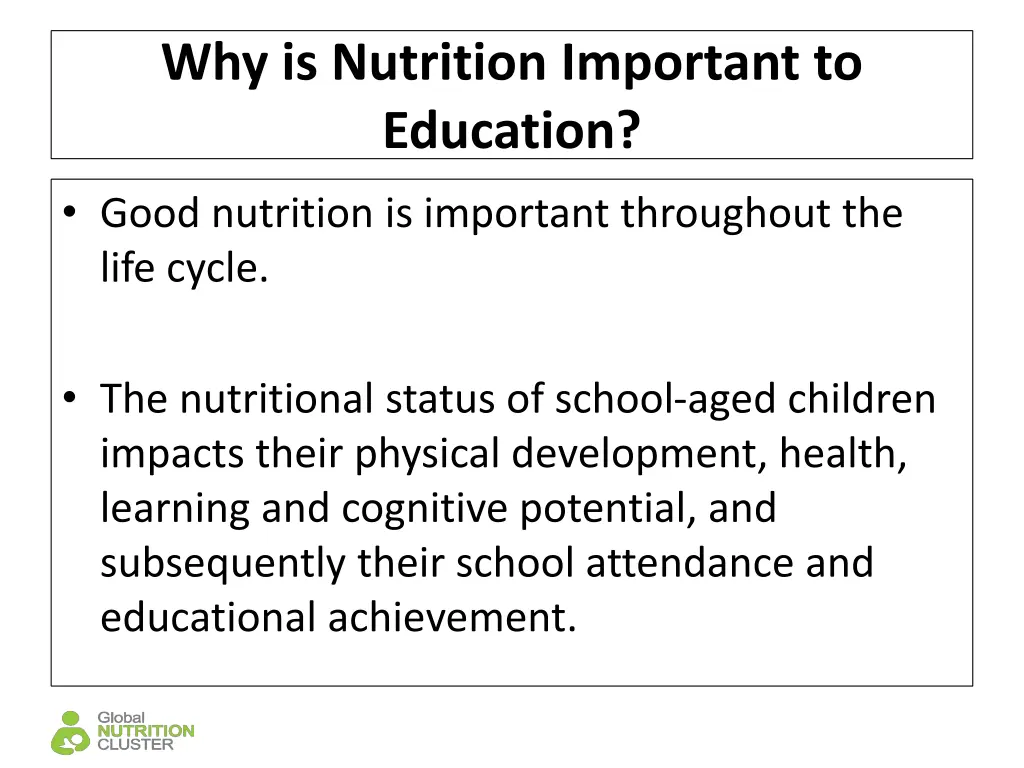 why is nutrition important to education