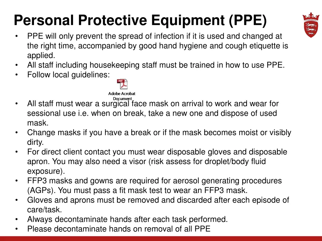 personal protective equipment ppe ppe will only