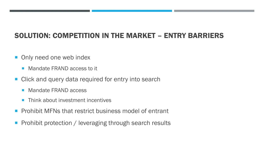 solution competition in the market entry barriers