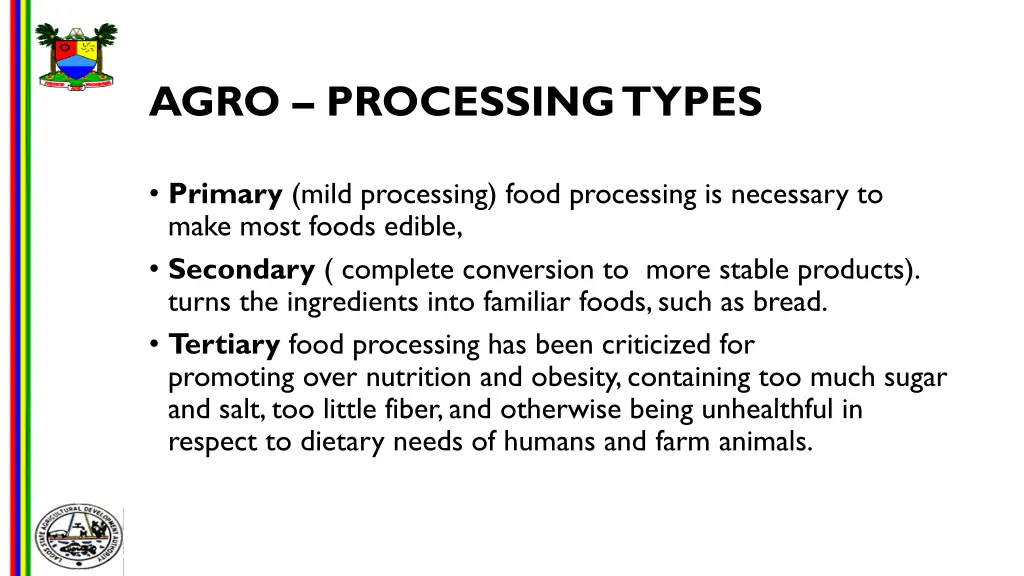 agro processing types