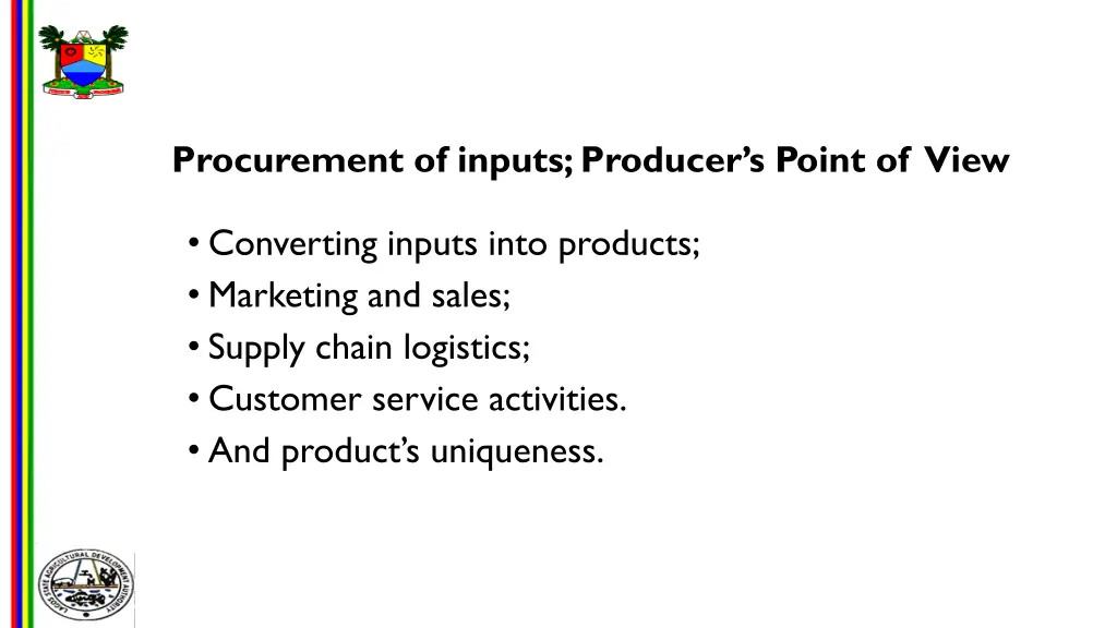 procurement of inputs producer s point of view