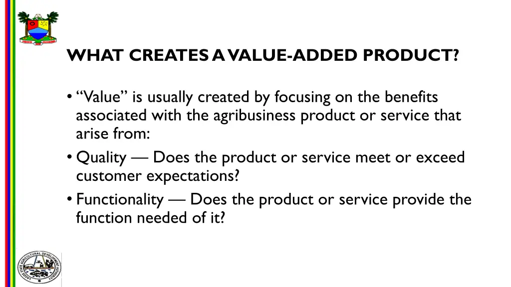 what creates a value added product 1