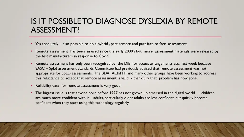 is it possible to diagnose dyslexia by remote