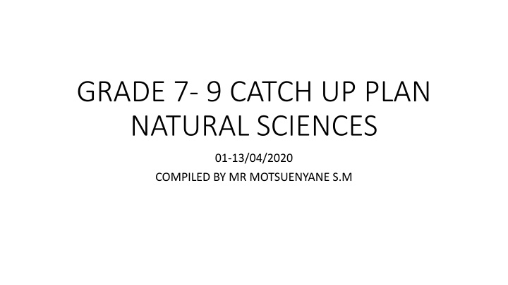 grade 7 9 catch up plan natural sciences