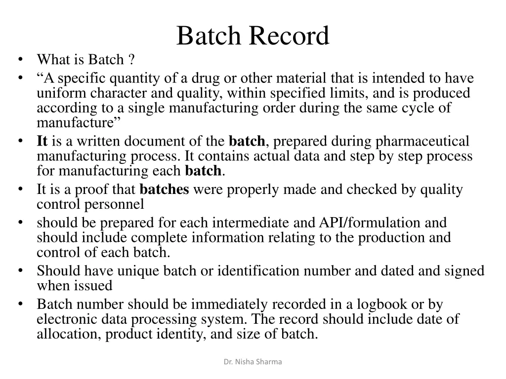 batch record