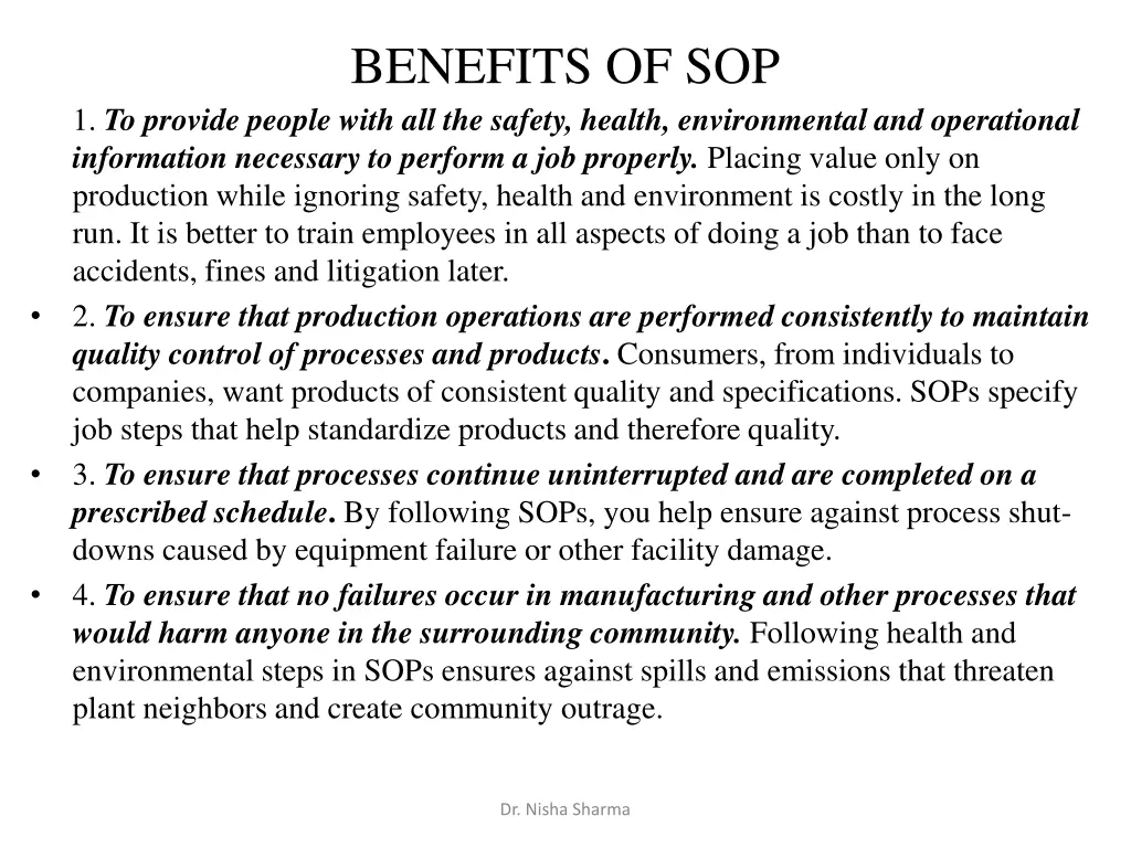 benefits of sop