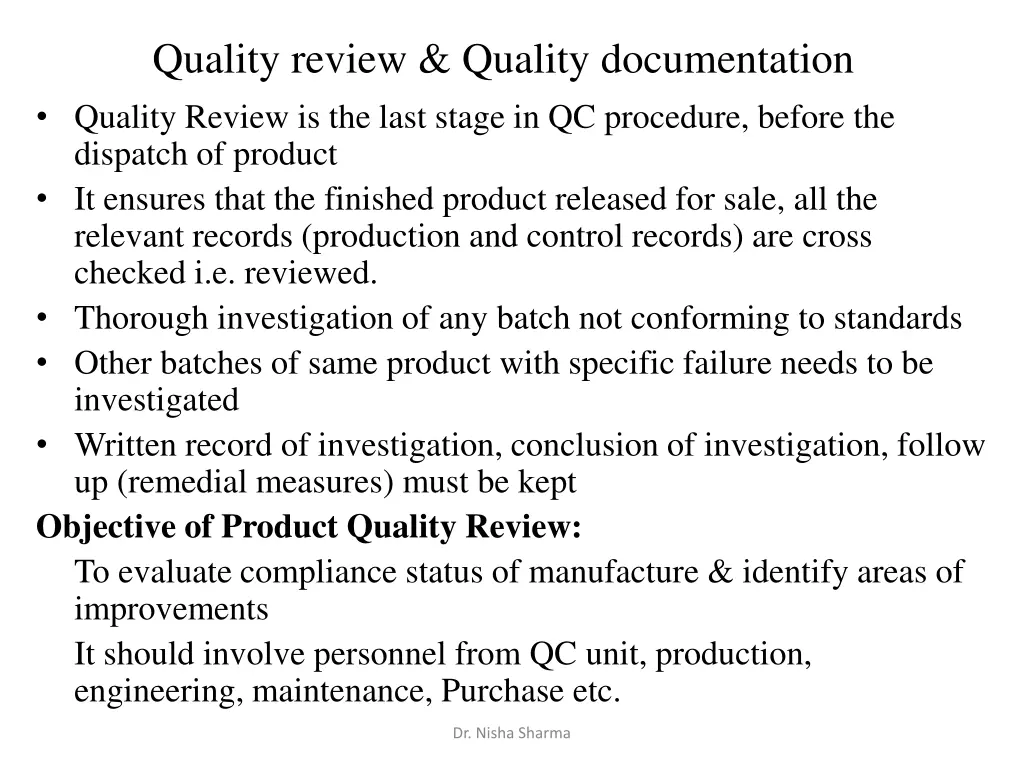 quality review quality documentation quality