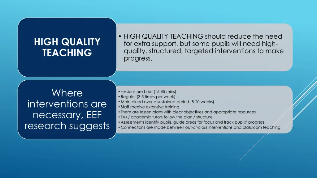 high quality teaching should reduce the need