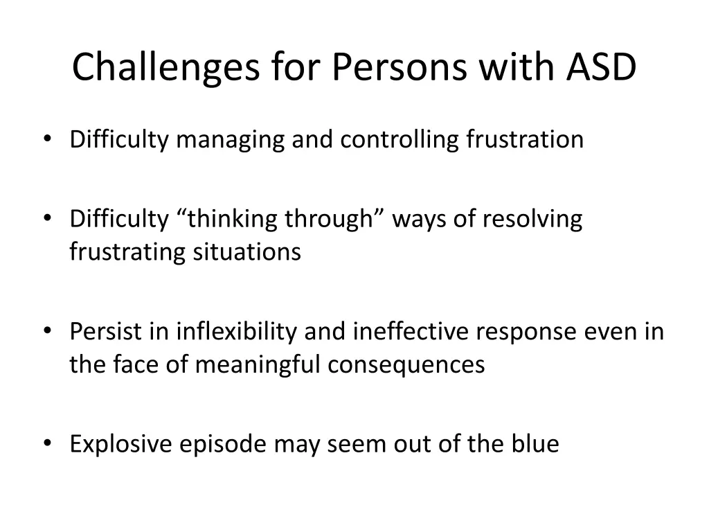 challenges for persons with asd