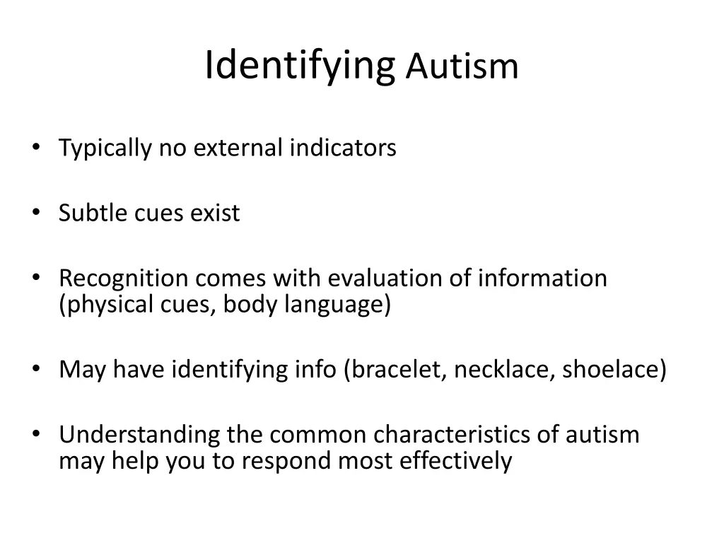 identifying autism