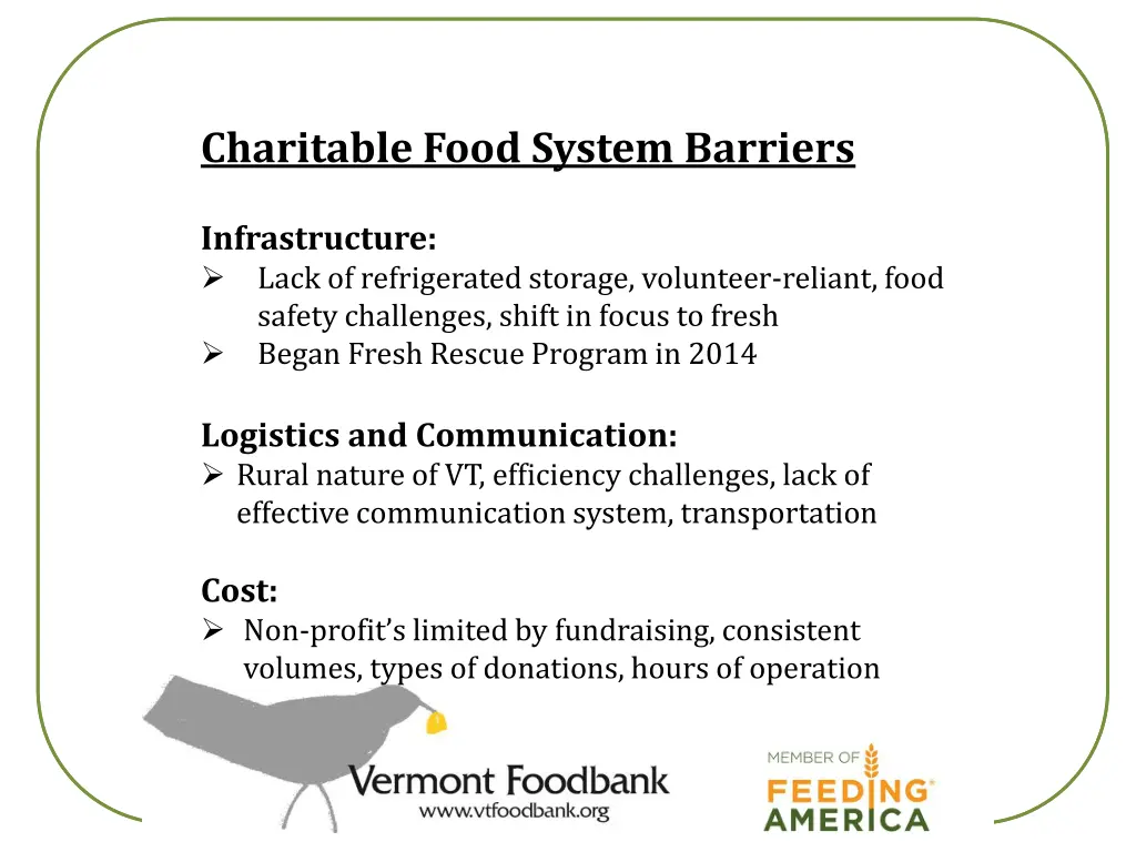 charitable food system barriers