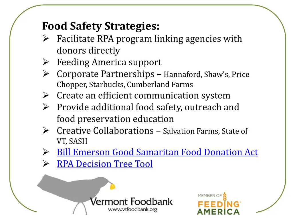 food safety strategies facilitate rpa program