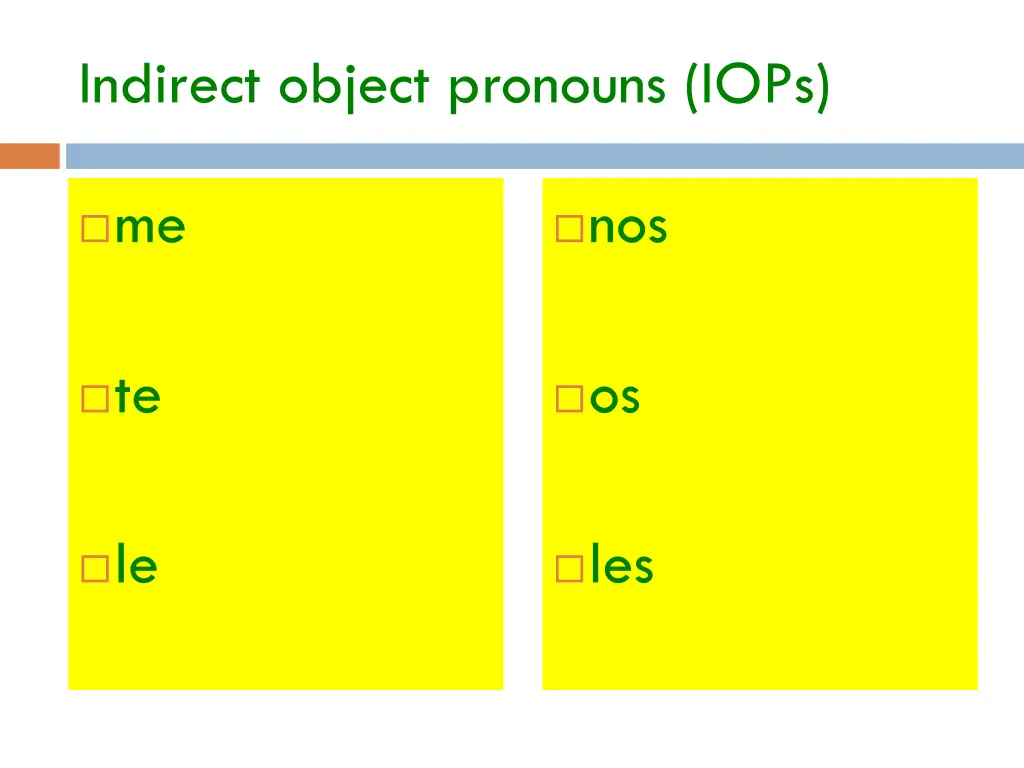 indirect object pronouns iops