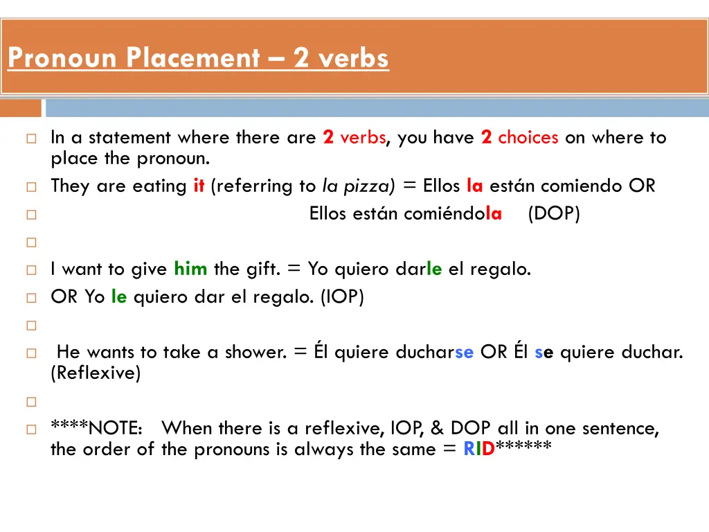 pronoun placement 2 verbs