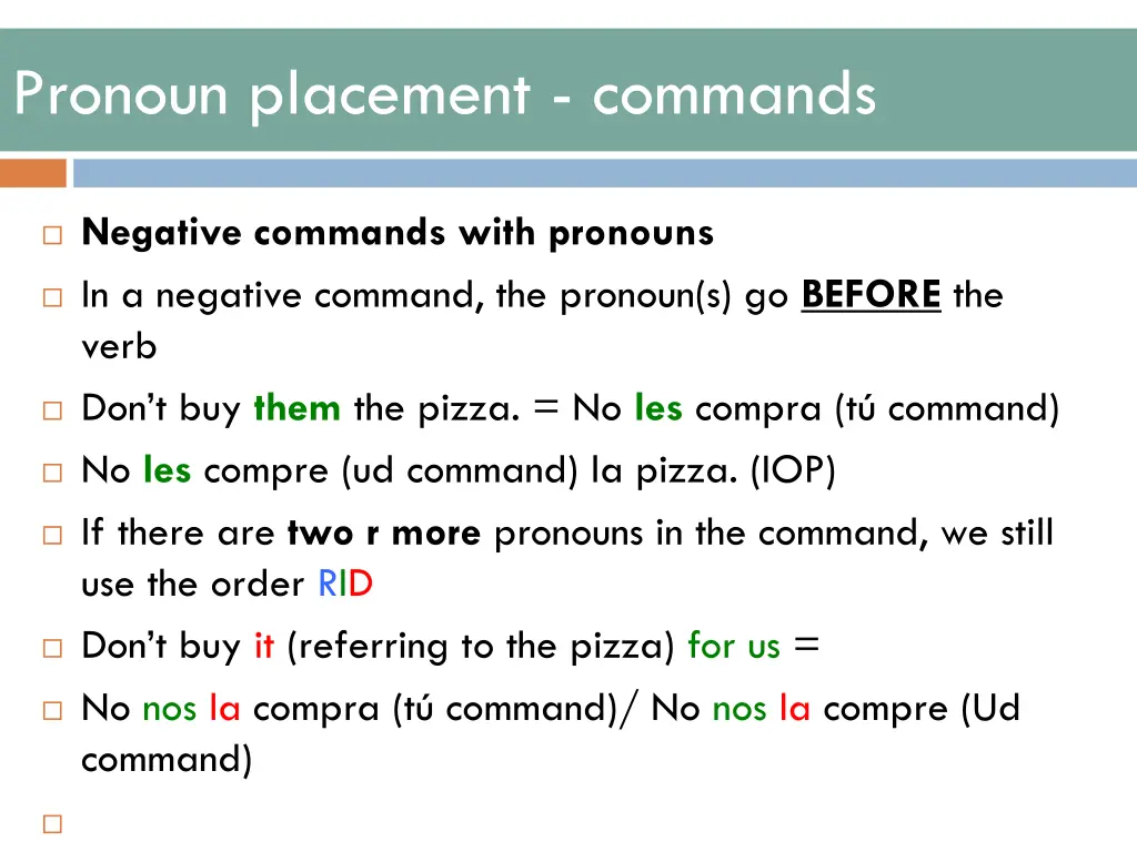 pronoun placement commands 2