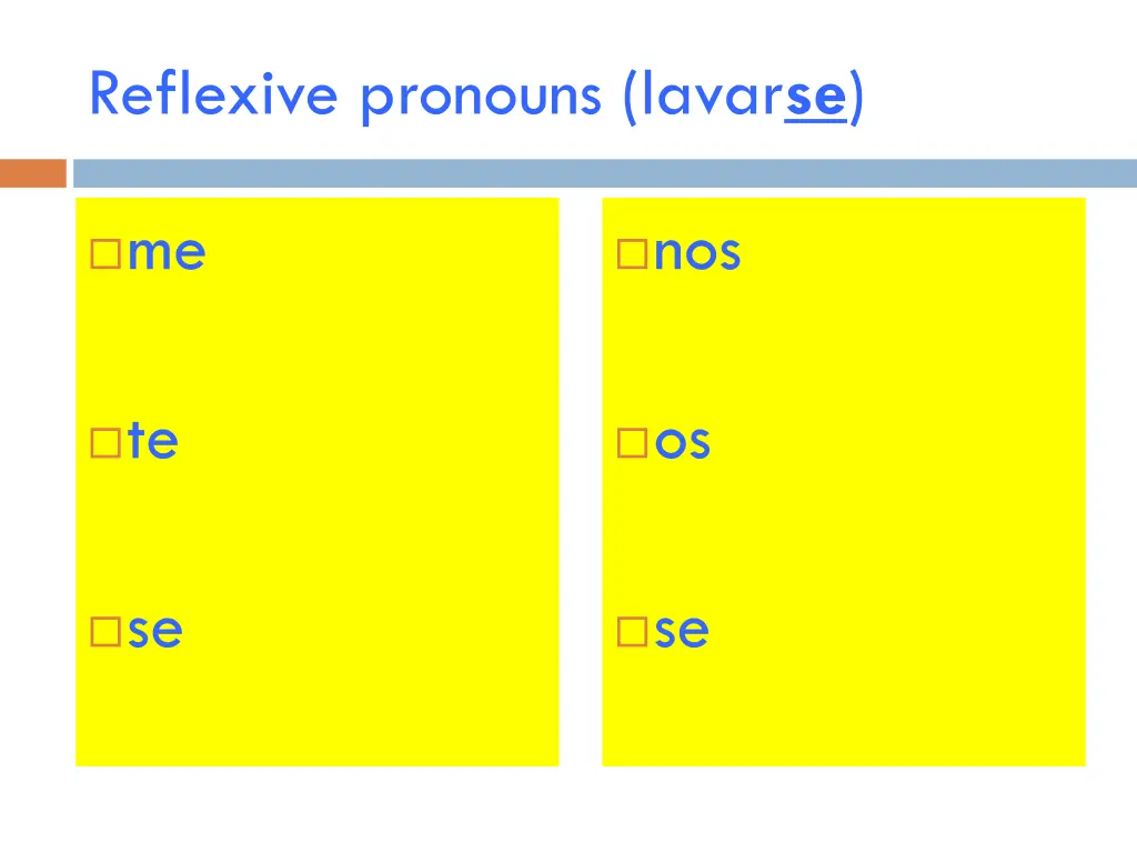 reflexive pronouns lavar se