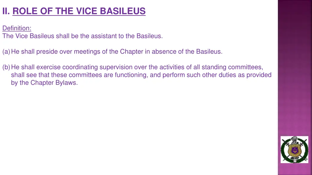 ii role of the vice basileus